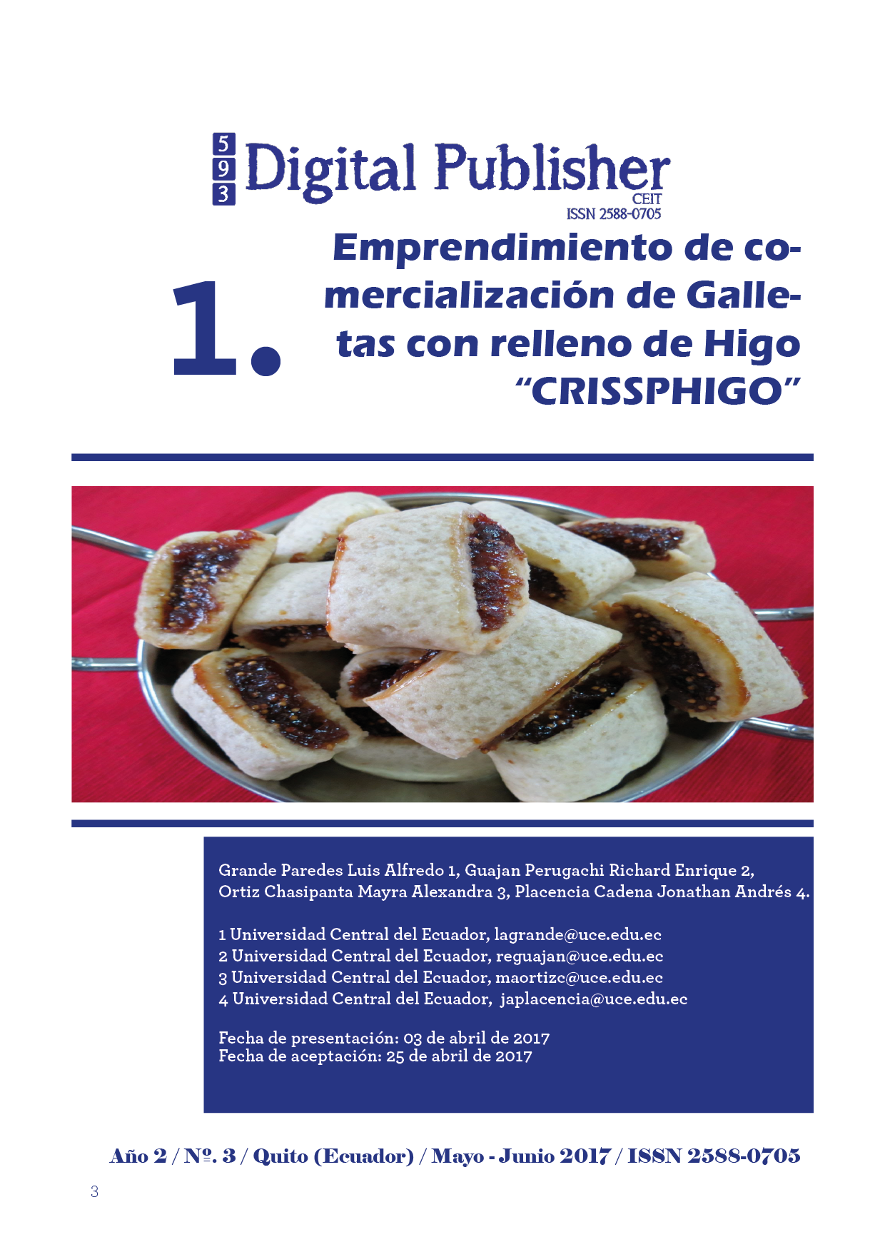 Emprendimiento de comercialización de Galletas con relleno de Higo  “CRISSPHIGO” | 593 Digital Publisher CEIT