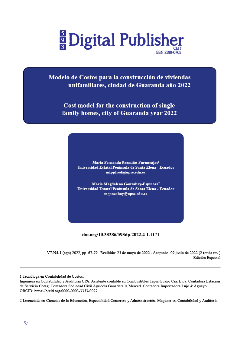 Modelo de Costos para la construcción de viviendas unifamiliares, ciudad de  Guaranda año 2022 | 593 Digital Publisher CEIT